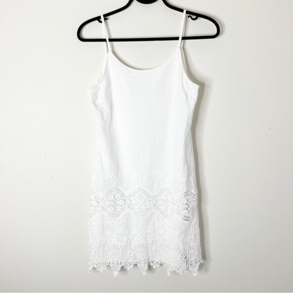 DRY LAKE Women’s Mini Dress White Sleeveless lace detail Cotton V-neck Small - Picture 10 of 10